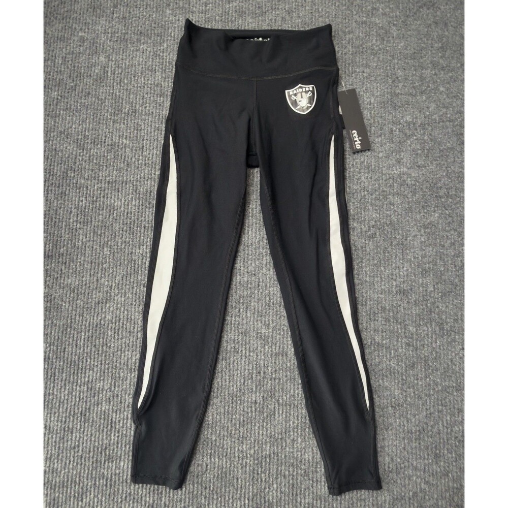certo Raiders NFL Leggings Junior Size Medium Full Length Black/Silver NEW